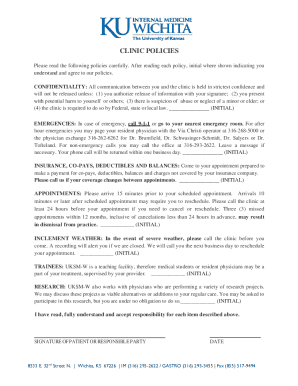 Clinic Patient Policies Agreement