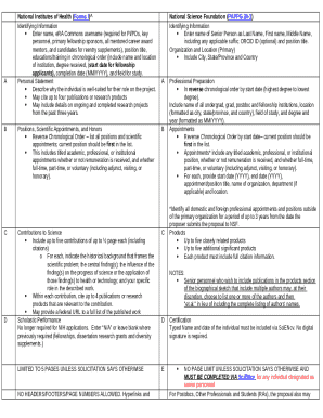 NIH NSF Biographical Sketch Form