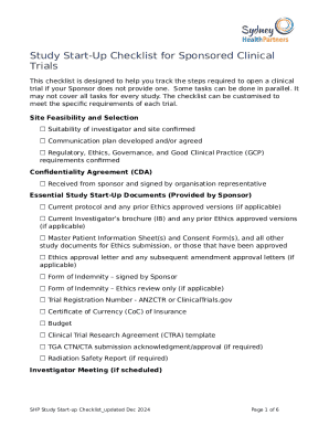 Clinical Trial Start-Up Checklist