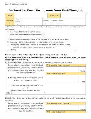 Declaration Form for Income from Part-Time Job