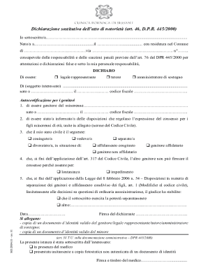 Italian Self-Certification Form for Medical Consent