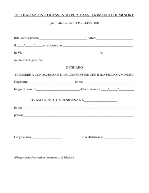 Minor Transfer Consent Declaration