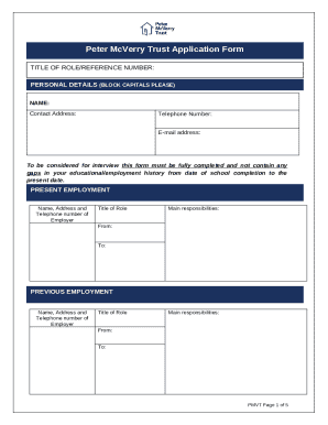 Peter McVerry Trust Application Form