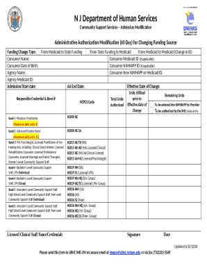 NJ Medicaid Funding Change Form