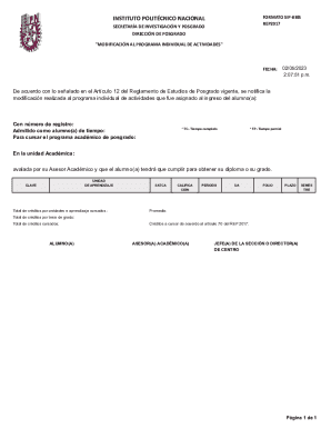 Modification to Individual Activity Program