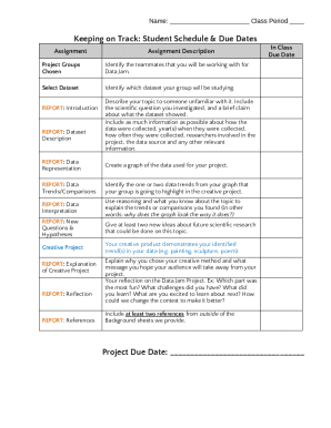 Student Schedule & Due Dates