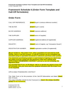 UK Framework Schedule 6 Order Form Template