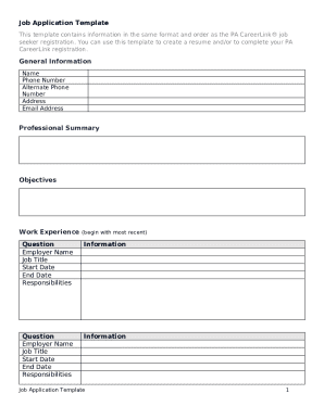Job Application Template