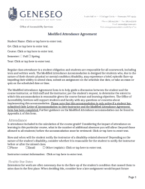 Modified Attendance Agreement Form