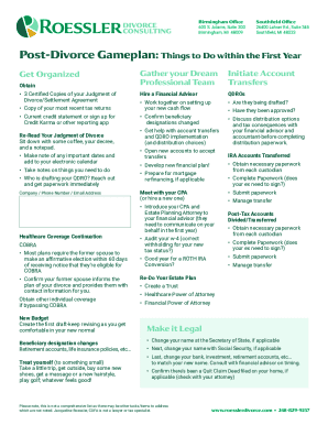 Post-Divorce Gameplan Checklist