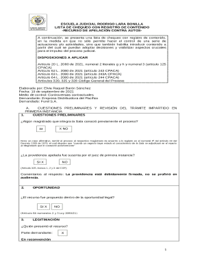 Colombia Appeal Checklist Form