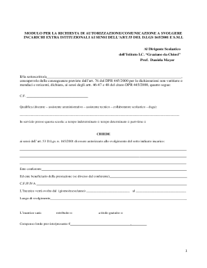Italian Extra Institutional Assignment Authorization Request