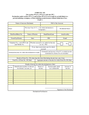 Form 15G Declaration
