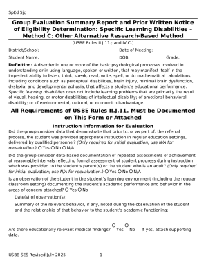 SpEd 5jc Specific Learning Disabilities Evaluation Form