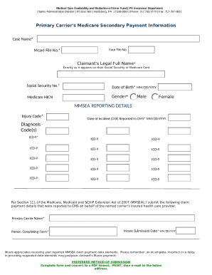 PA Medicare Secondary Payment Information Form