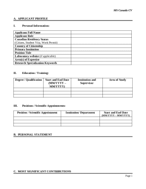 MS Canada CV Application Form