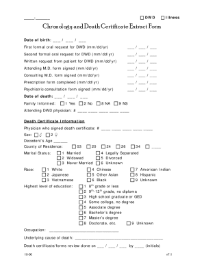 Chronology and Death Certificate Extract Form