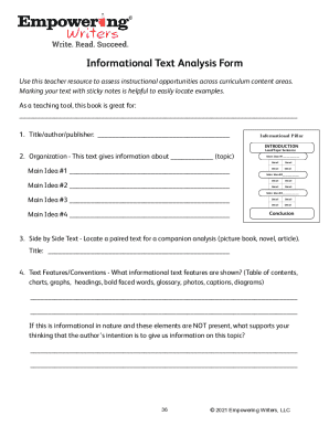 Informational Text Analysis Form