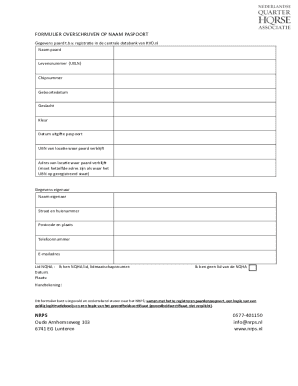 Dutch Horse Passport Registration Form