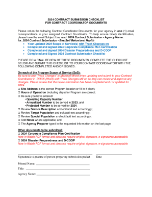 2024 Contract Submission Checklist