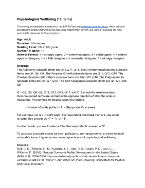 Psychological Wellbeing Survey