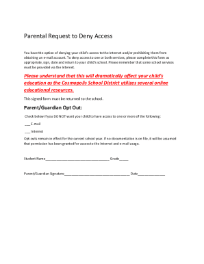 Parental Request to Deny Access