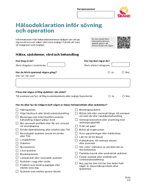 Health Declaration for Anesthesia and Surgery