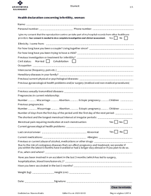Health Declaration Concerning Infertility