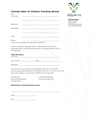 Child Travel Consent Letter