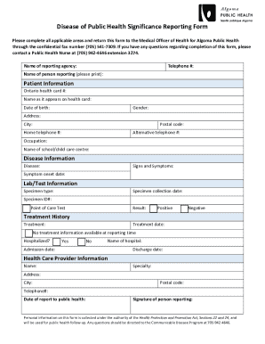 Disease of Public Health Significance Reporting Form