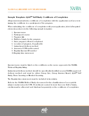 QAS Self Study Certificate of Completion