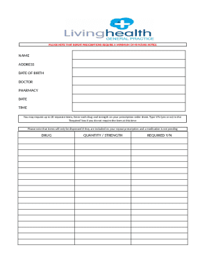 Repeat Prescription Request Form