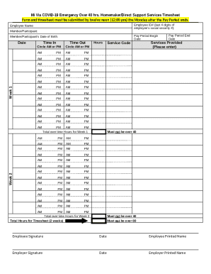 COVID-19 Emergency Overtime Timesheet