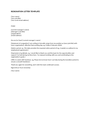 Resignation Letter Template