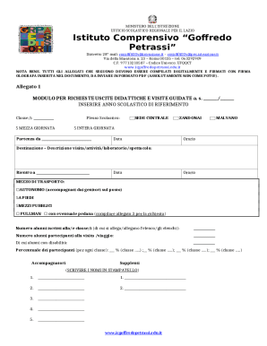 Italian School Educational Outing Request Form