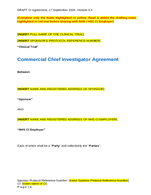 Clinical Trial Chief Investigator Agreement