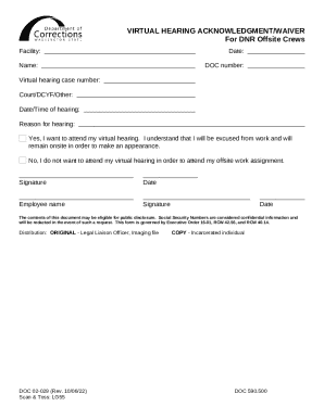 Virtual Hearing Acknowledgment Waiver