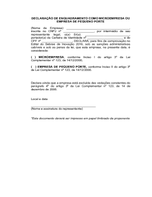 Microenterprise or Small Business Declaration