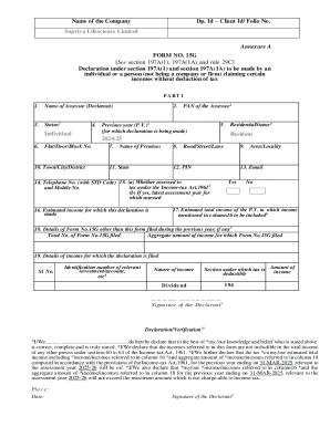 Form 15G Declaration
