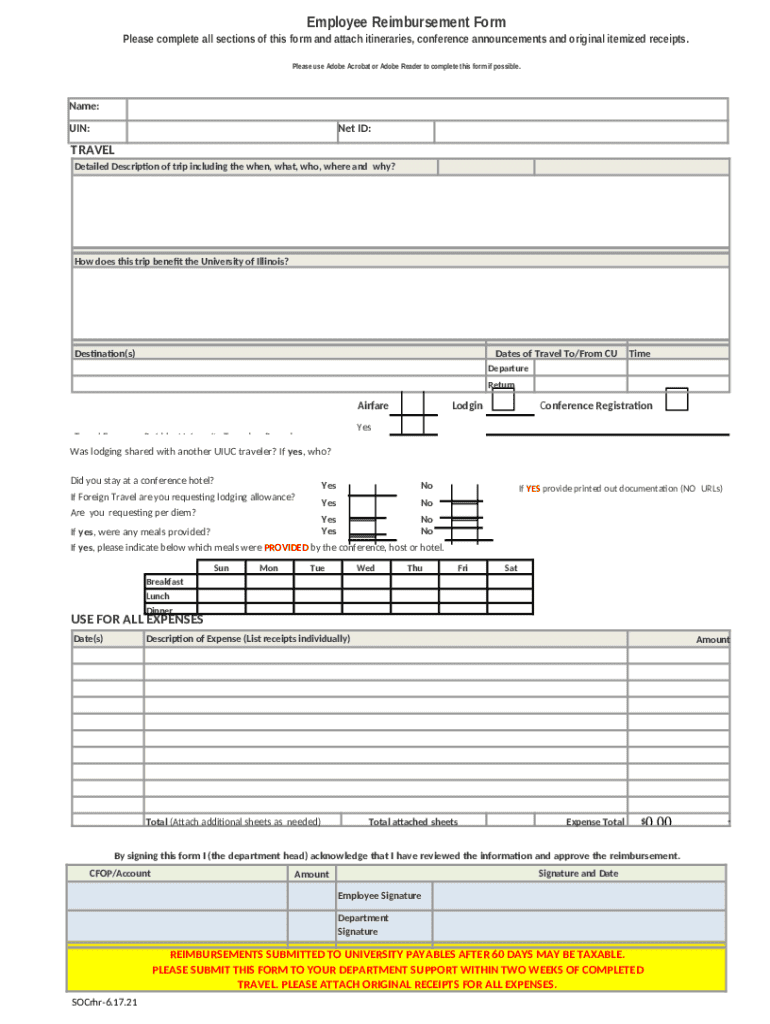 Employee Reimbursement Form - Blank Fillable Template | Fill Out, Print ...