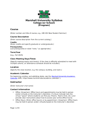 Marshall University Syllabus Template