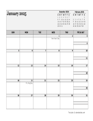 2025 Calendar Template