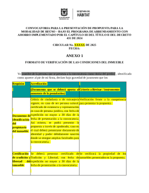Colombia Property Lease Proposal Form