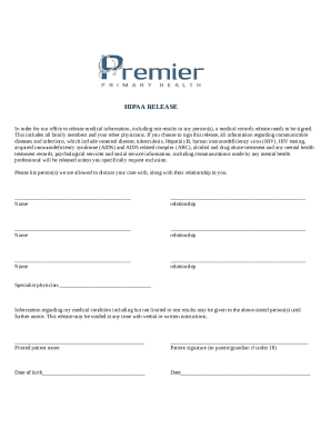 HIPAA Medical Records Release Form