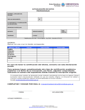 Professional Data Update Form