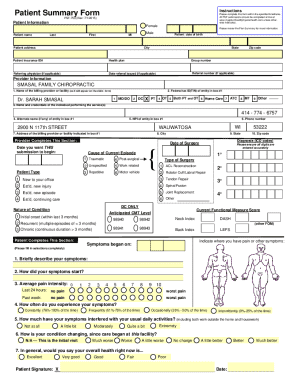 Patient Summary Form PSF-750
