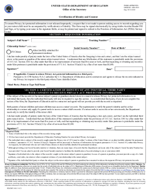 US Department of Education Certification of Identity and Consent