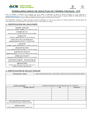 Formulario Único de Solicitud de Tierras Fiscales