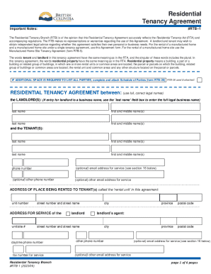 British Columbia Residential Tenancy Agreement