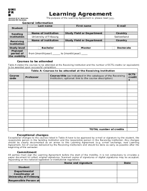 Learning Agreement Form